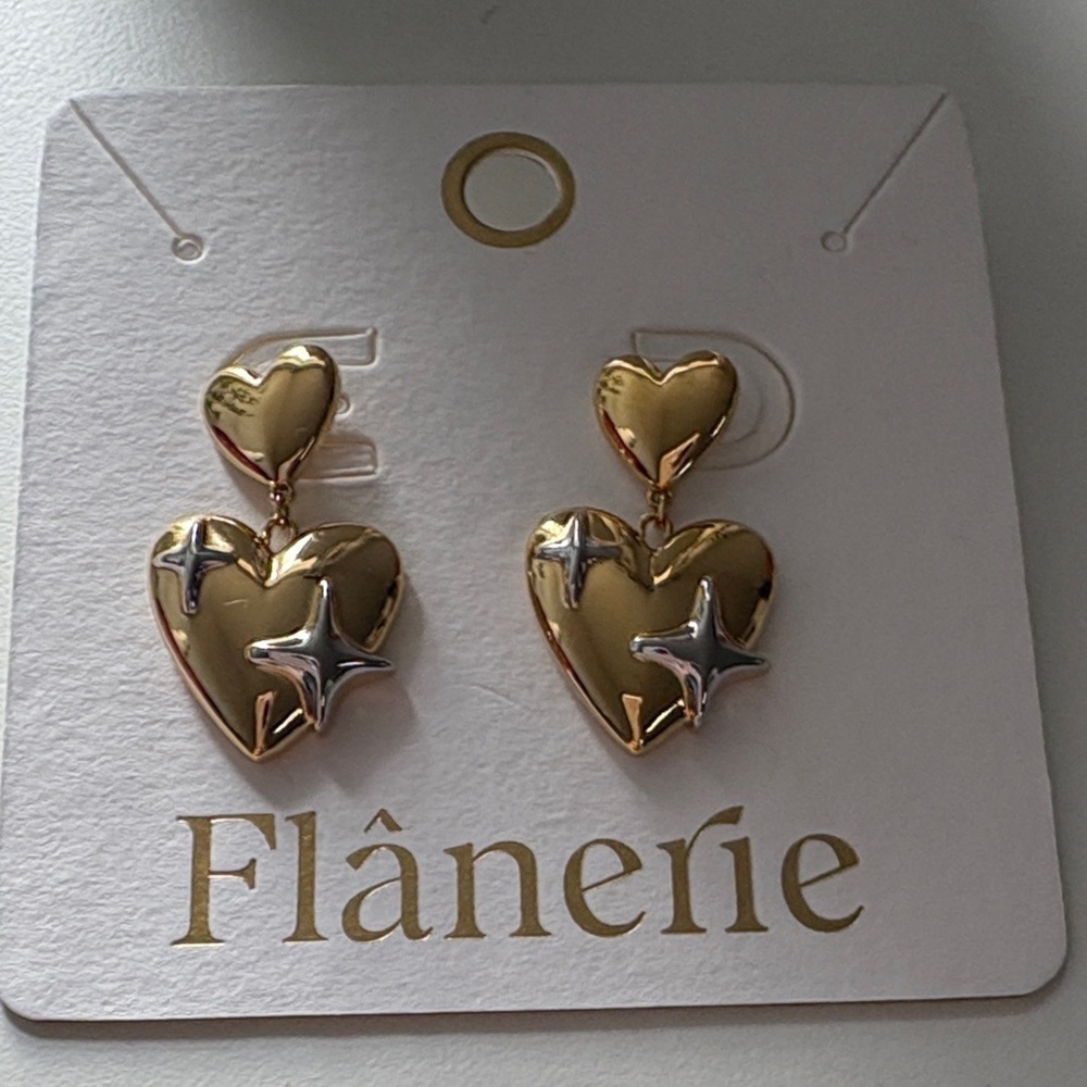 Gold and Silver Heart Earrings